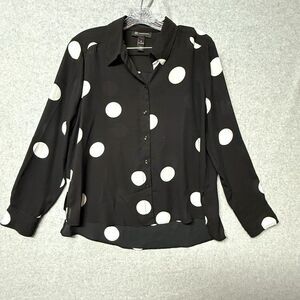 Women Polka Dot Chiffon Shirt Women's Long Sleeve Loose Shirt